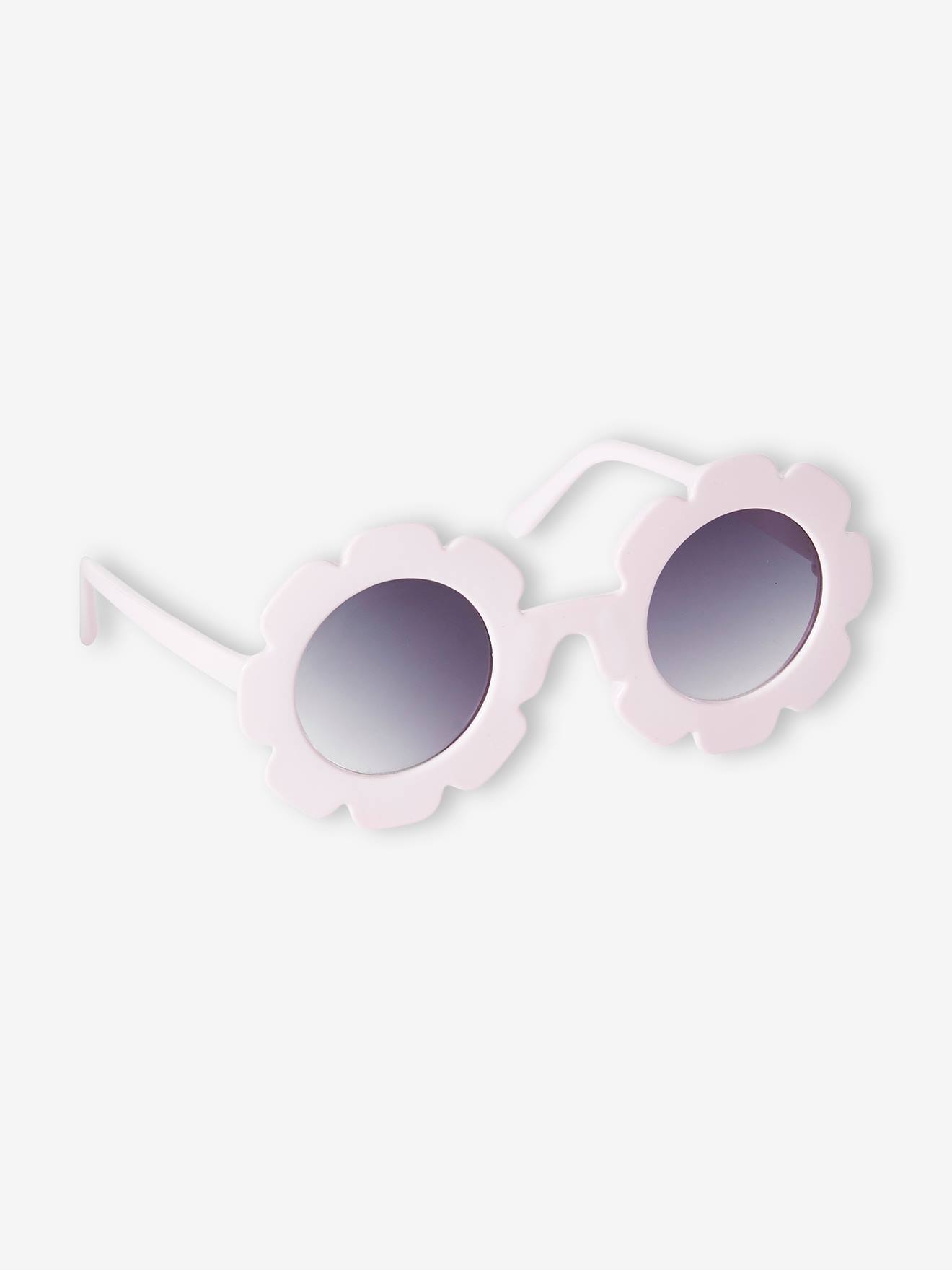 Óculos de sol florais para meninas, rosa claro liso