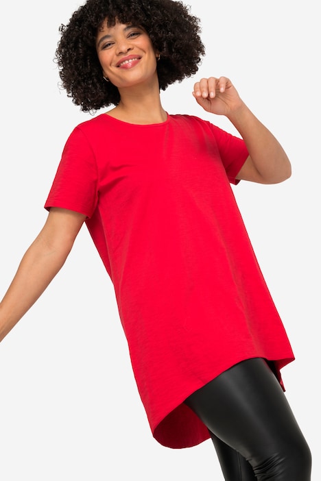 Longshirt, Rundhals, Halbarm, gerundeter Saum