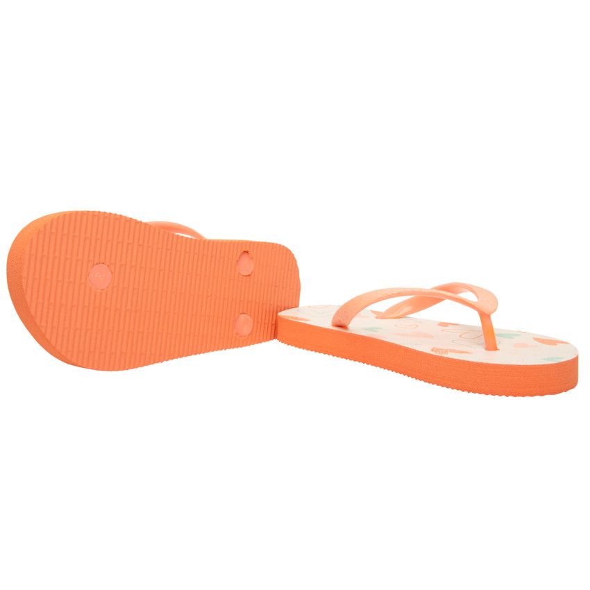 Tongs corail à bride pailletée avec imprimé cœurs pour fille - Corail