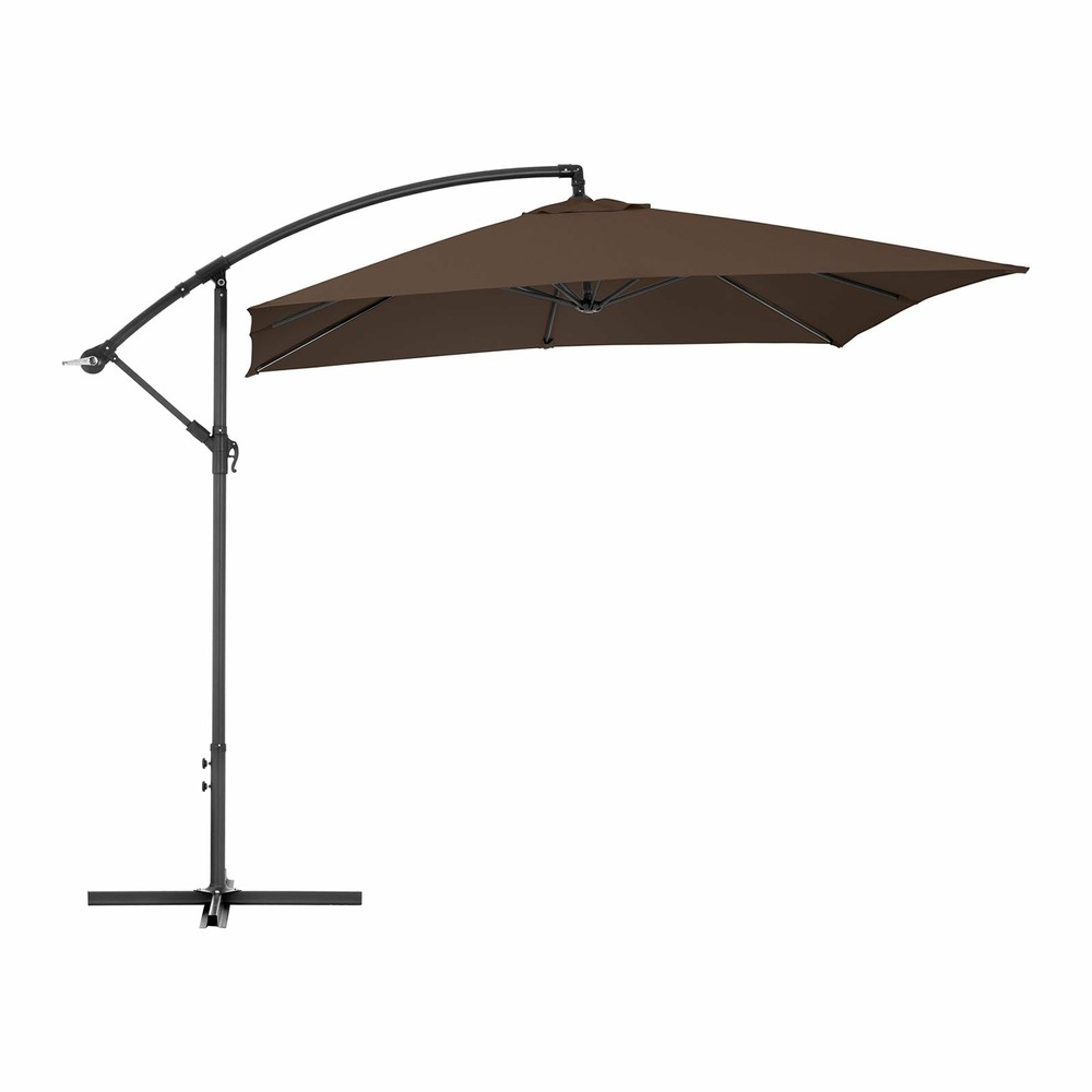 Parasol déporté rectangulaire 250 x 250 cm inclinable marron