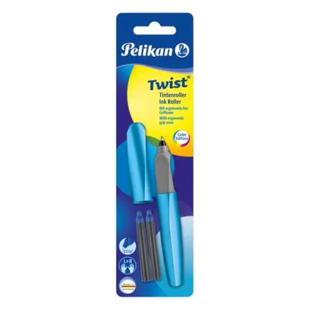 Pelikan Twist® Roller Twist, Frosted Blue universell für Rechts- und Linkshänder, Blister