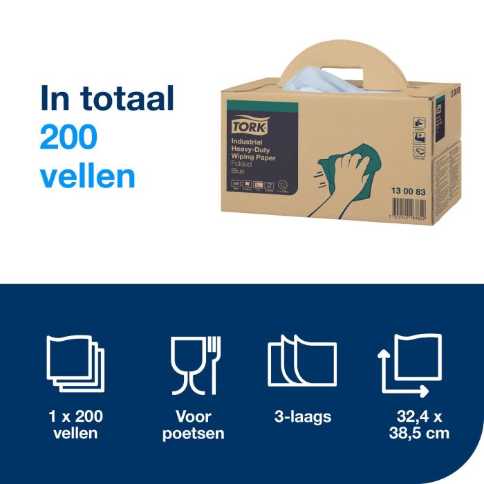 Tork 130083 W7 Advanced Wiper 440 Perform. 3-lgs blauw 39x32 cm doos à 200 vel handy-box (130083)