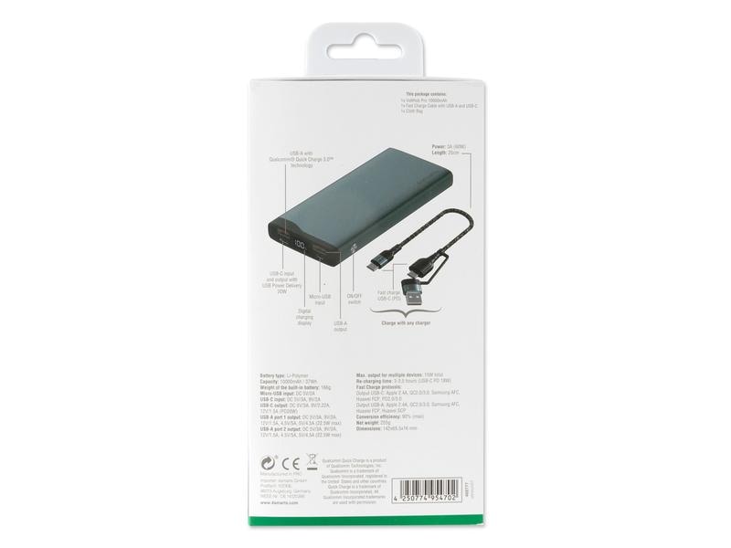 4smarts Powerbank VoltHub Pro 10000 mAh Multiport-Powerbank mit modernen Ladestandards