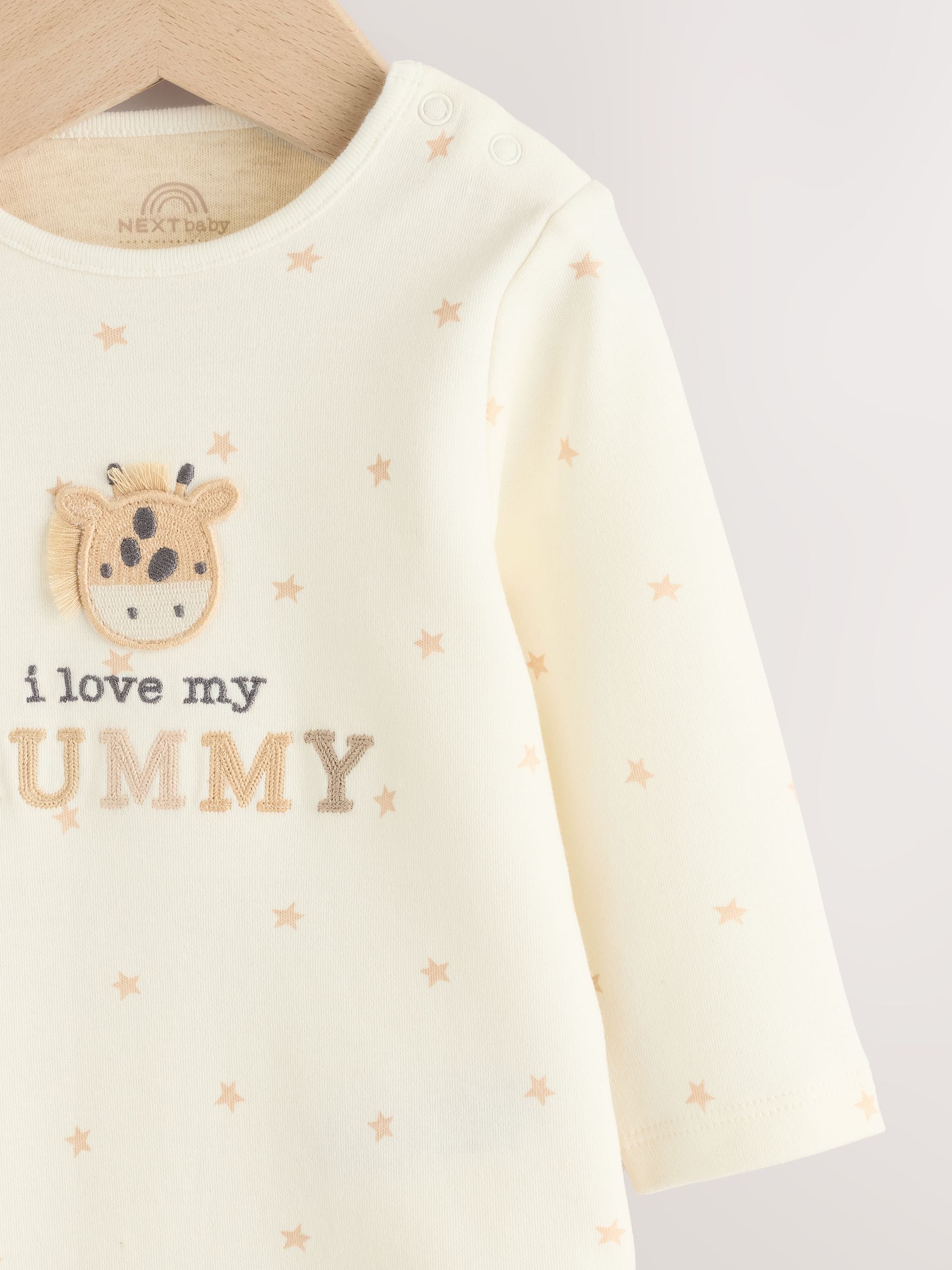 Cream Giraffe I Love My Mummy - Set van 1 babyrompertjes