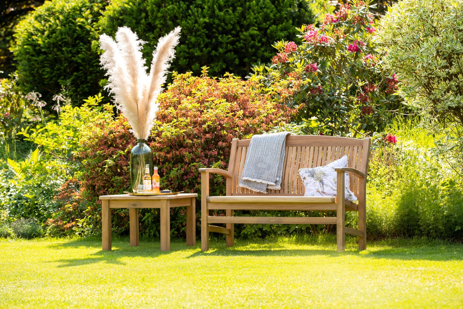 Teakhouten tuinbank 150 cm, ergonomisch gevormd, premium weerbestendig