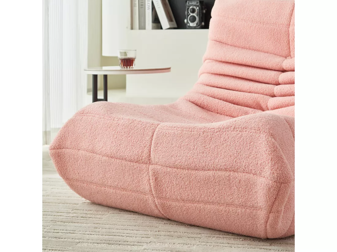Fauteuil pouf - mousse haute densité - canapé pouf - fauteuil de salon - velours - Rose