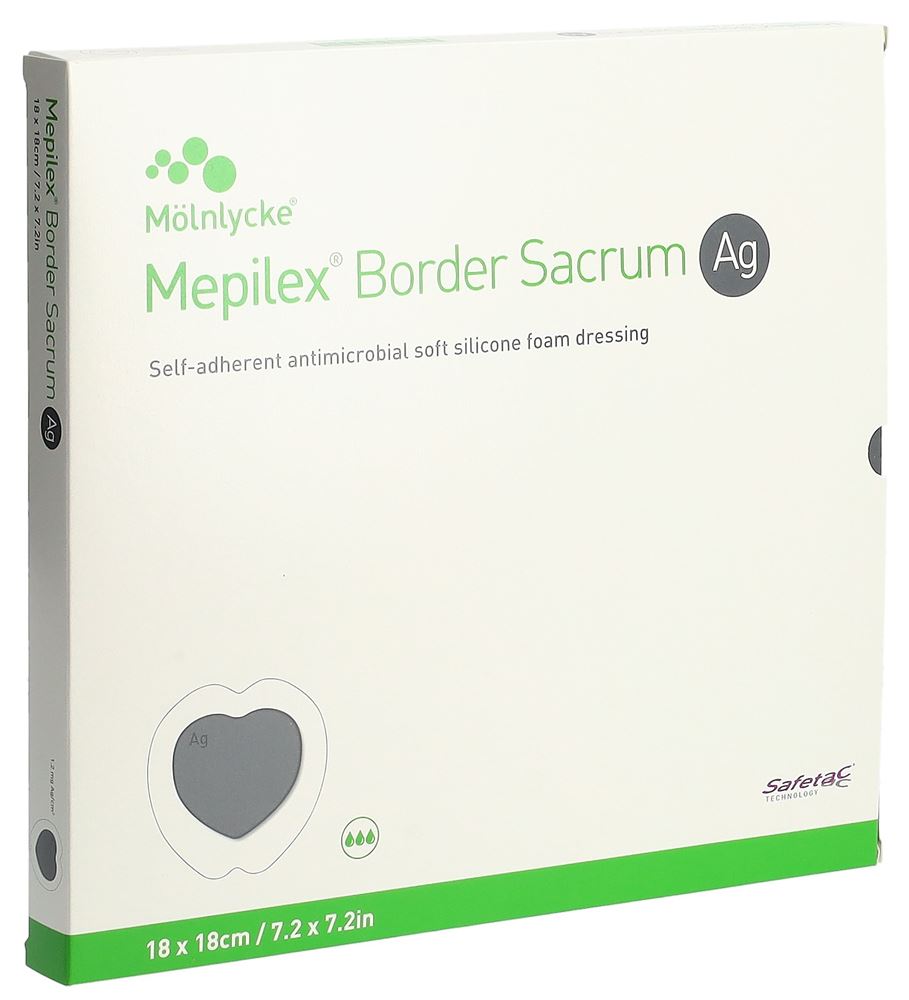 MEPILEX Ag Border Schaumverband<br>5 Stück, 18x18cm, Sacrum