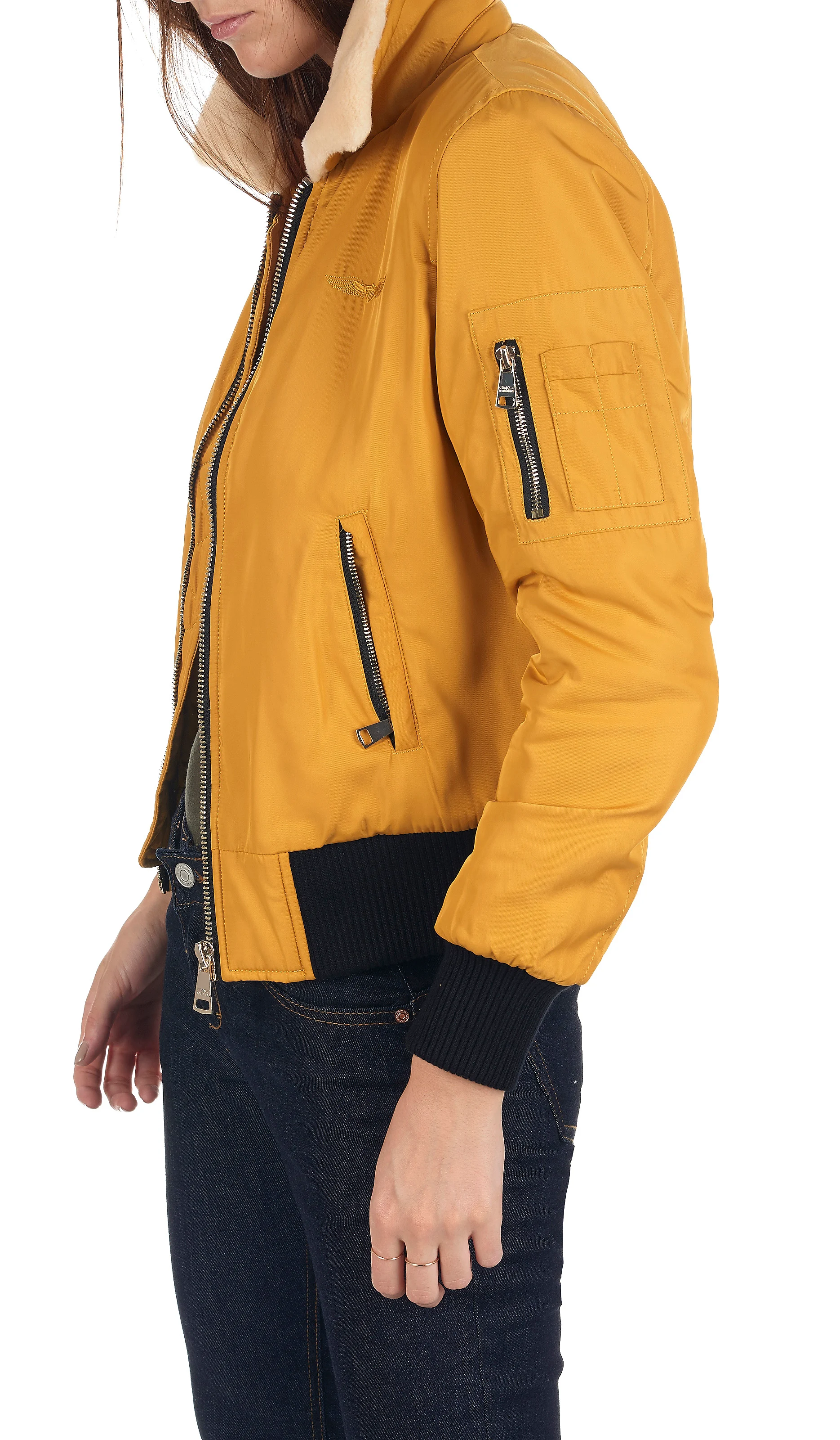 Bomber col classique droit | Jaune