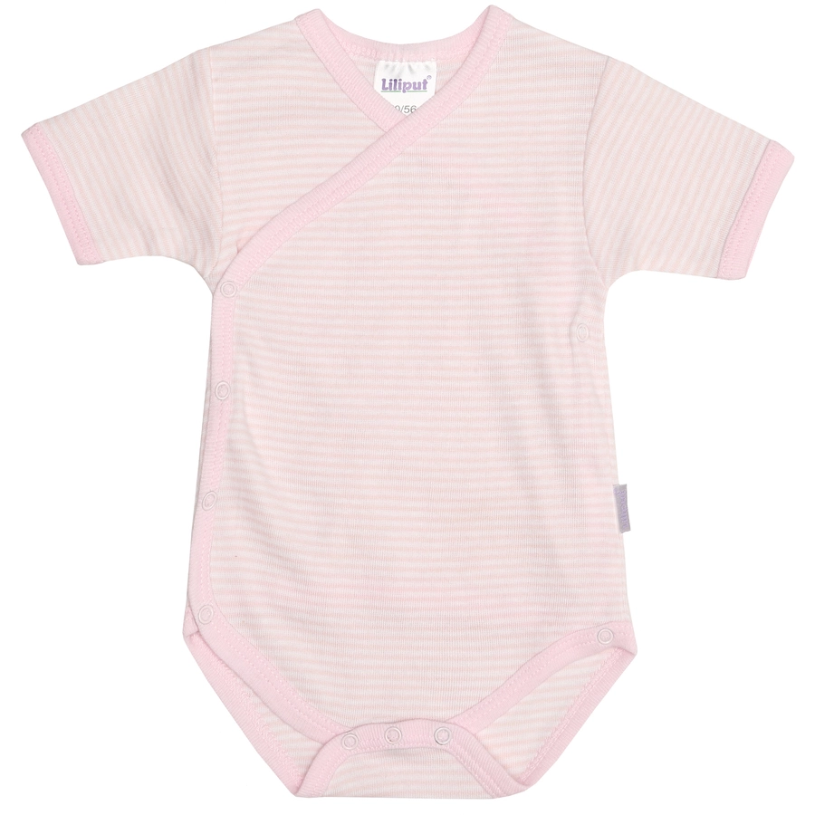 Liliput Kurzarm-Wickelbody rosa geringelt