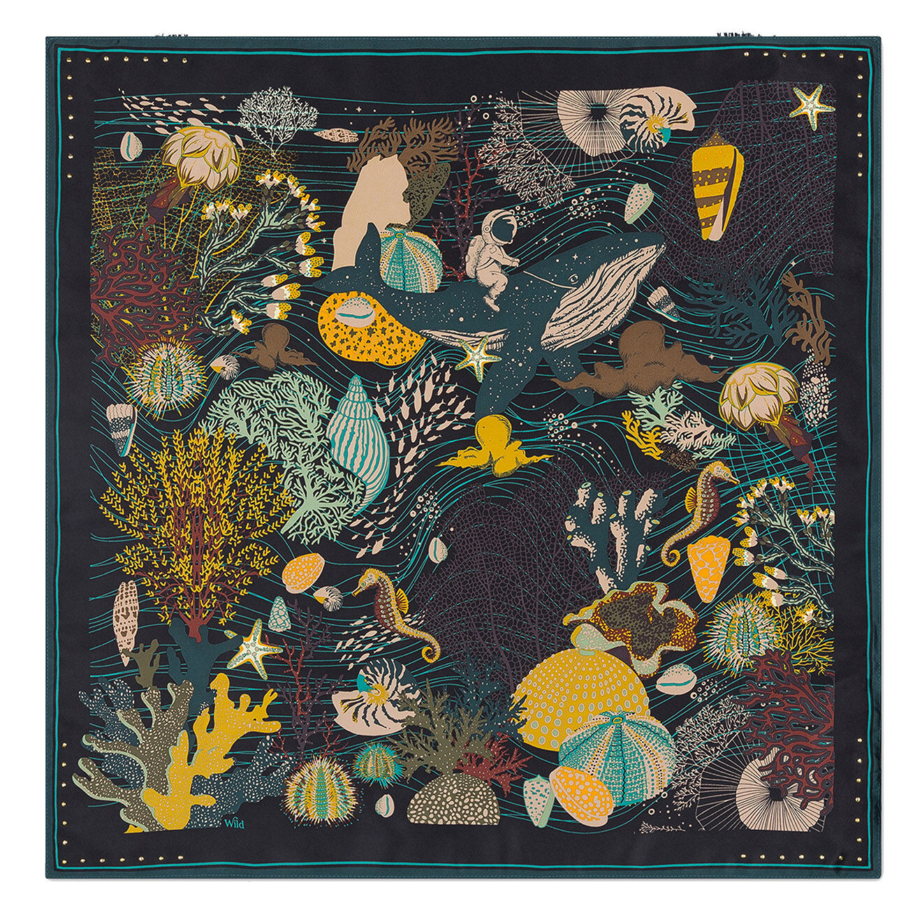 Wild Mini Foulard Deepsea_Mini noir - 54x54 cm