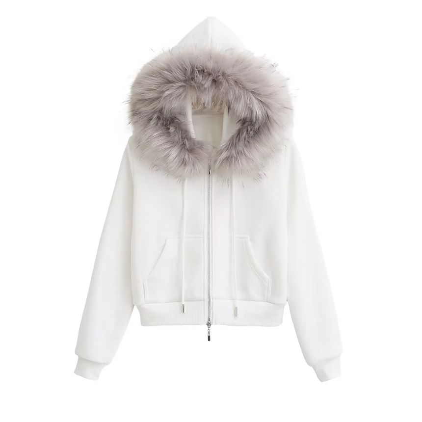Asiris - Fluffy Trim Hoodie met rits