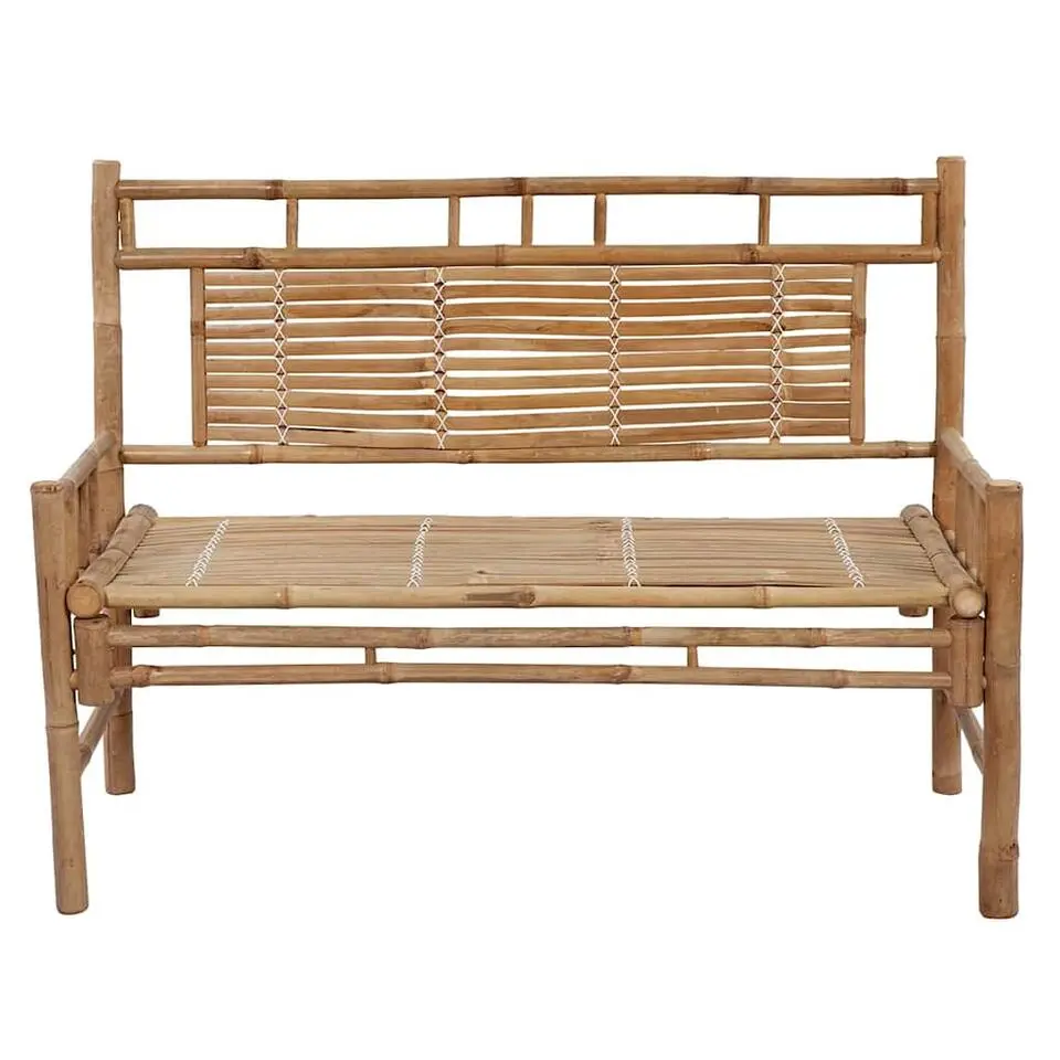 vidaXL - Tuinbank - Beige - Bamboe - 120 cm - Met kussen