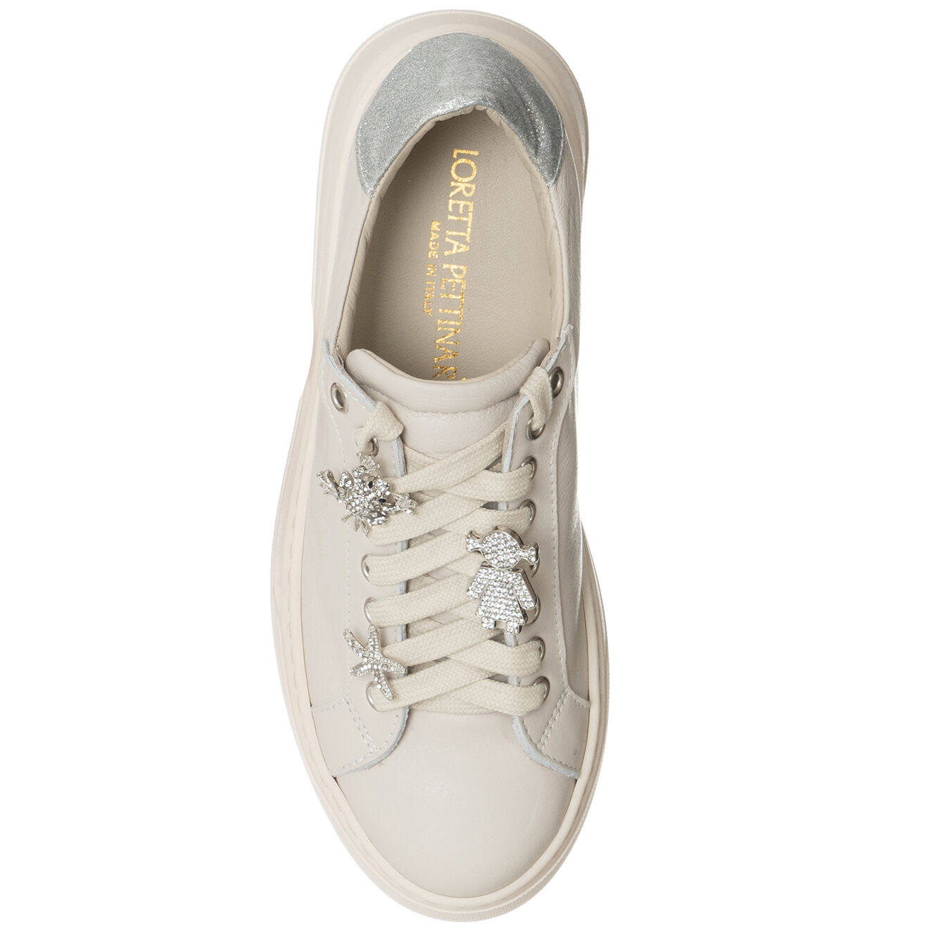 Loretta Pettinari Sneakers en Cuir Ekri écrues