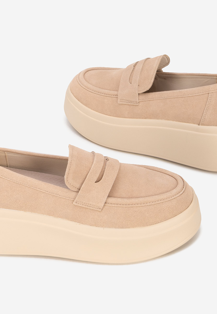 Mocassins à plateforme beige Herminia