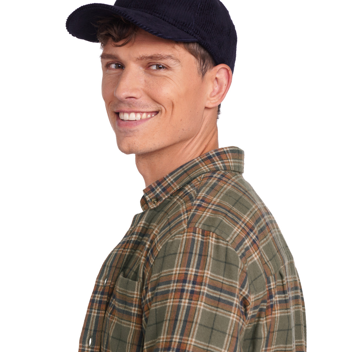 VanVaan Denim Herren Flanellhemd dunkelgrün / dunkelblau / orange