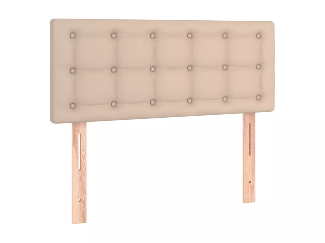 Sommier tapissier matelas et LED Cappuccino 90x190cm Similicuir