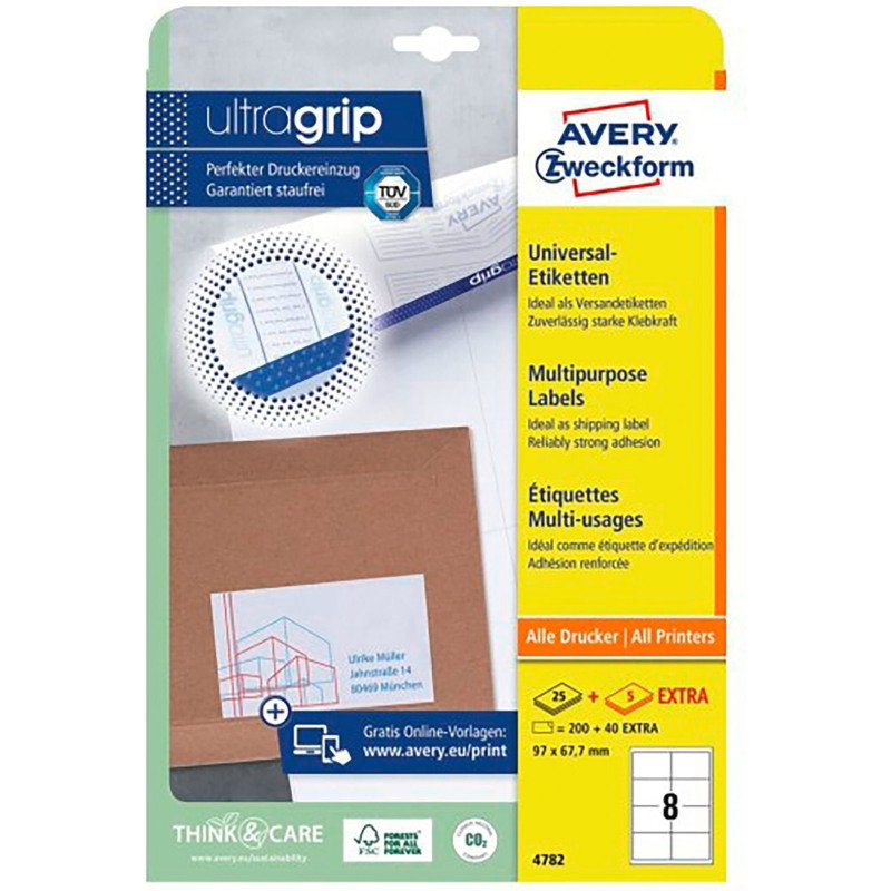 Etiquette universelle, 97 x 67,7 mm, blanc