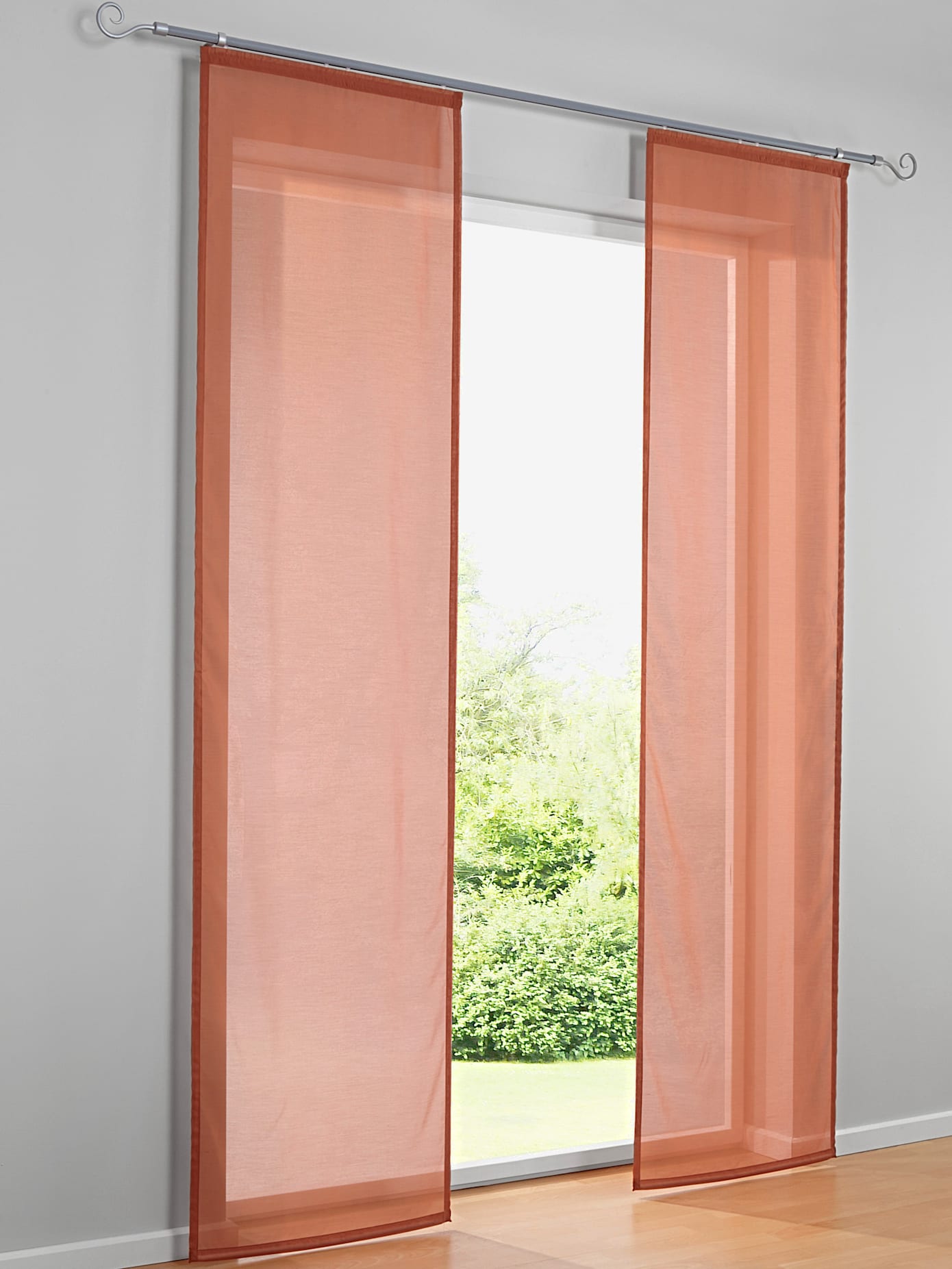 Panneaux-rideaux tissu légèrement transparent