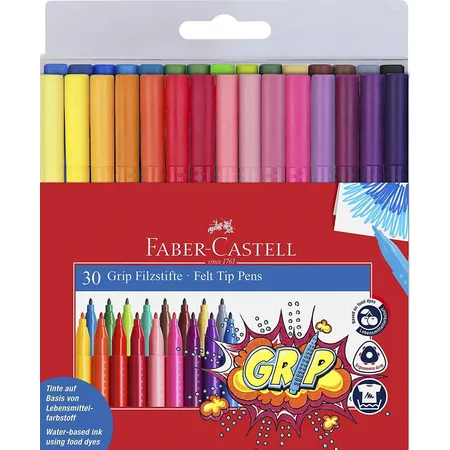 Faber-Castell Filzstift Grip Colour Marker, 30er Etui