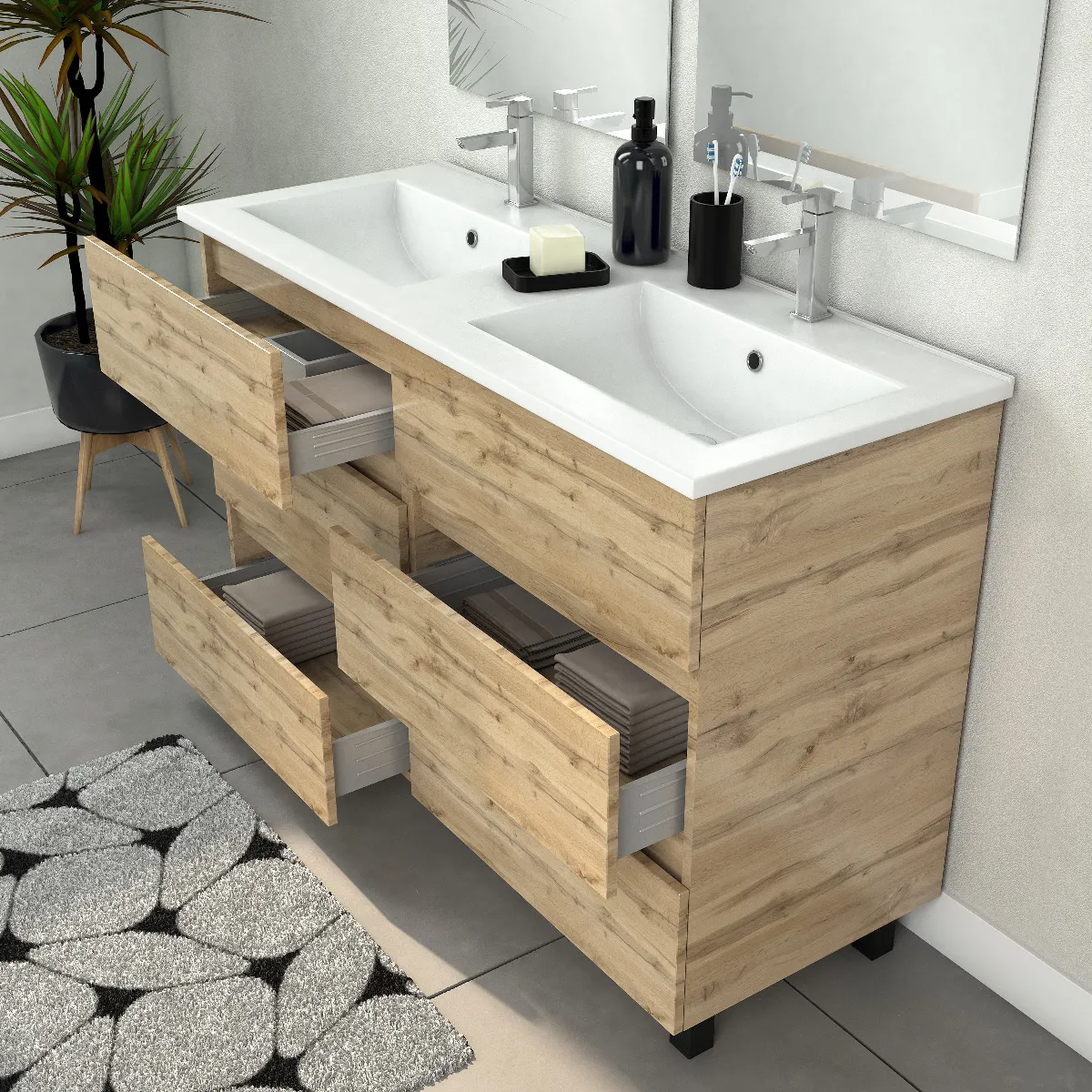 AURLANE TIMBER - Meuble salle de bain 120 cm