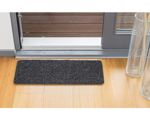 Geribbelde mat antraciet 25x60 cm