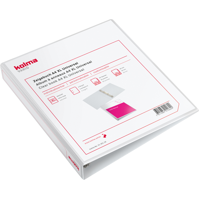 Kolma Zeigebuch Vario XL, 4-Ring, A4, 5 cm, weiss