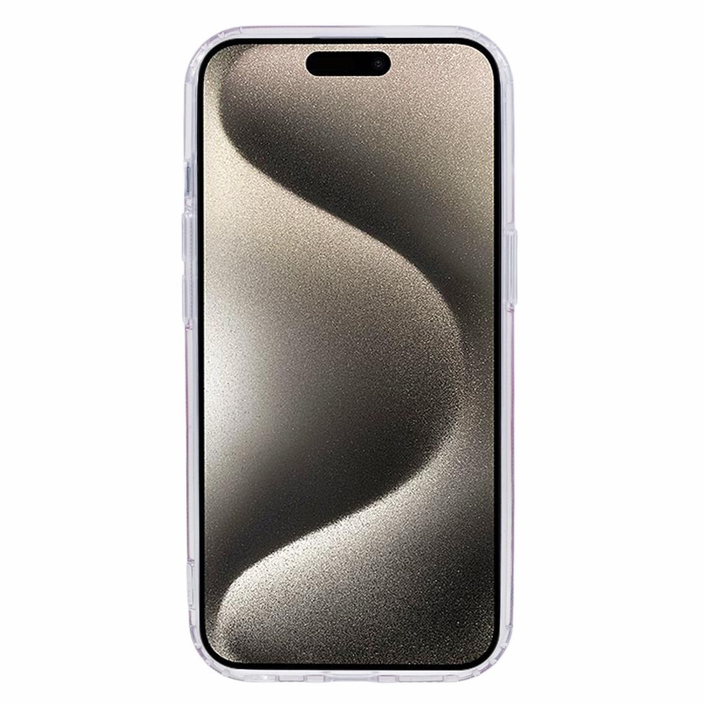 iPhone 15 MagSafe Hülle mit Acryl Rückseite und Farbverlauf im Glitzer Design - Rosa