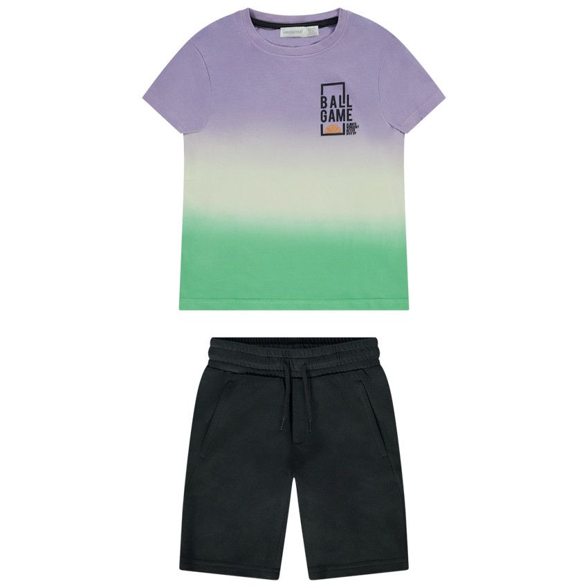 Ensemble court 2 pièces effet tie & dye pour garçon - Gris foncé
