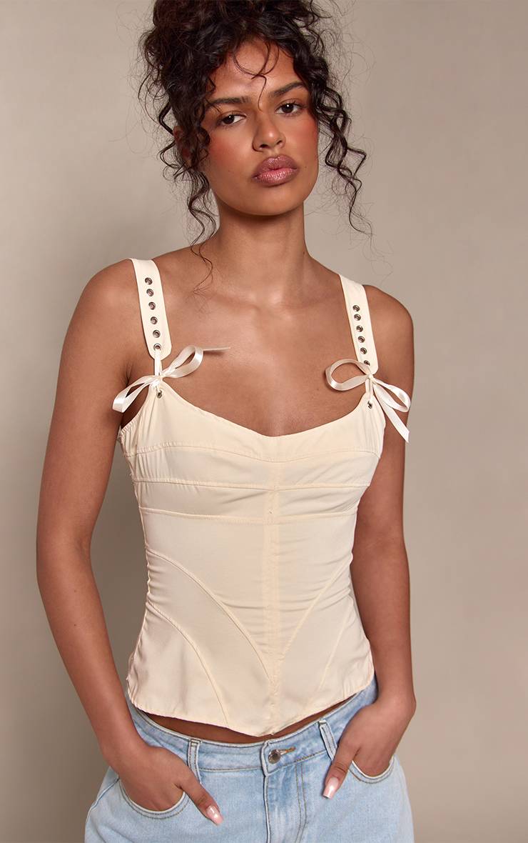 Citron Corset En Peau De Pêche Avec Détails Œillets