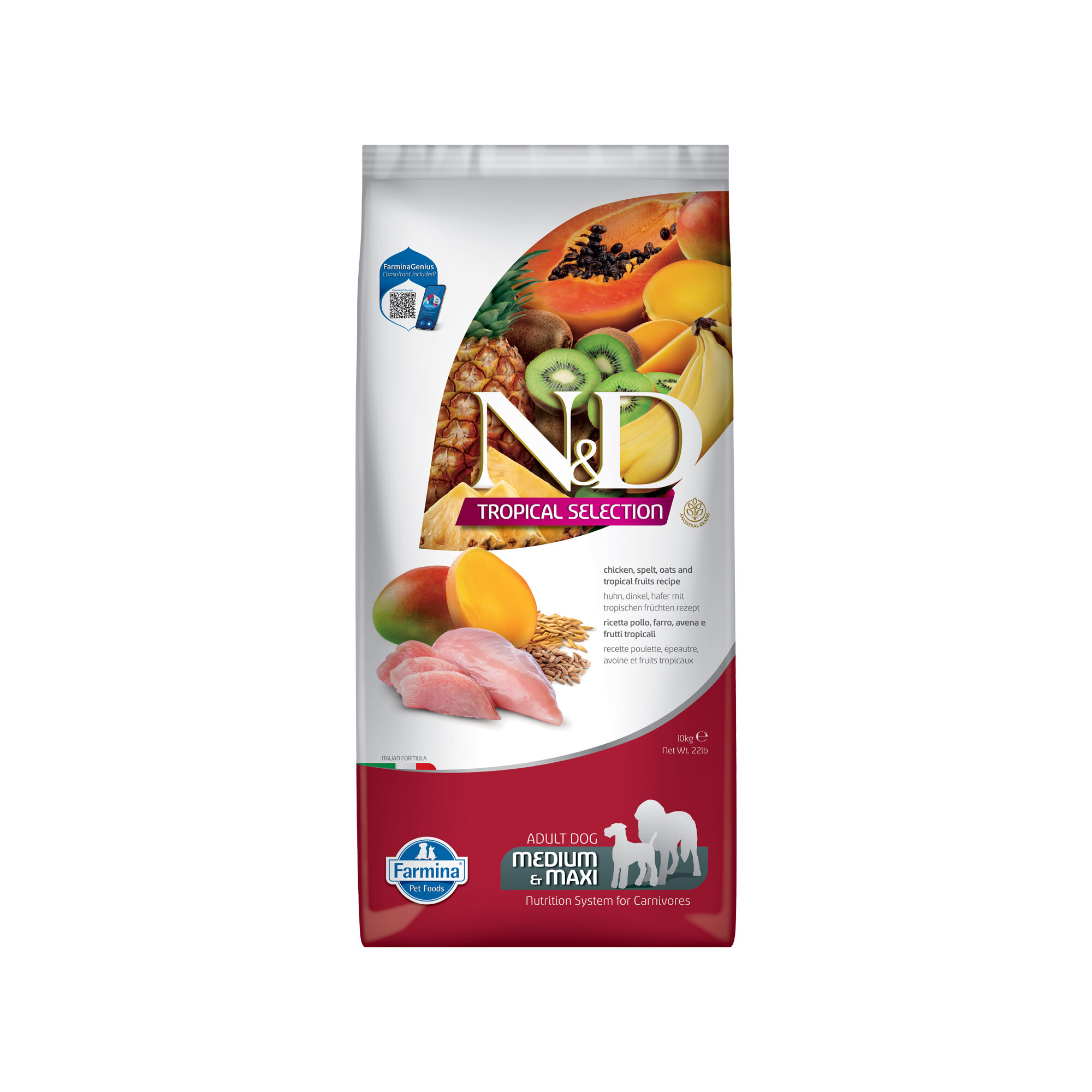 Farmina N&D Tropical Kip en Tropisch Fruit Adult Dog Medium & Maxi