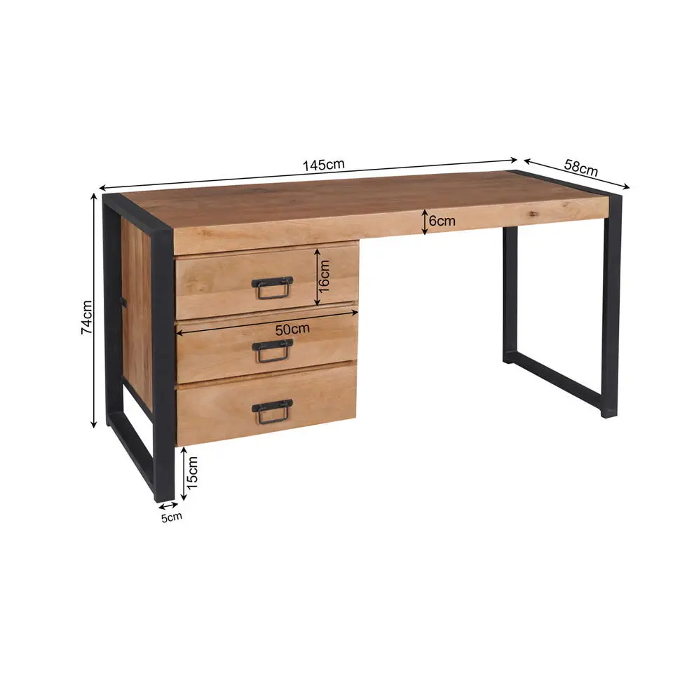 Bureau Rechthoek Naturel - 145x58x74cm - Boaz