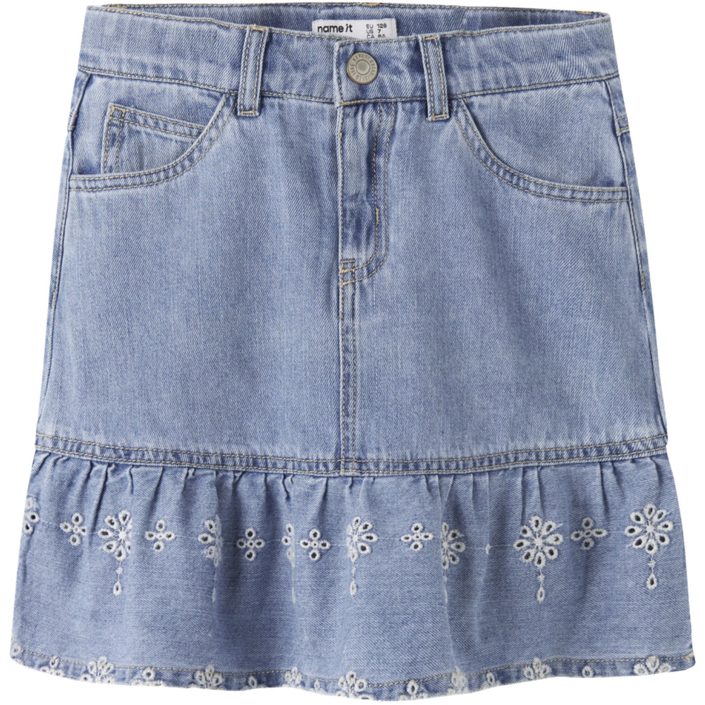 Køb Name It Light Blue Denim Anglaise Nkfhallie Dnm Anglaise Nederdel 1026-Ov H