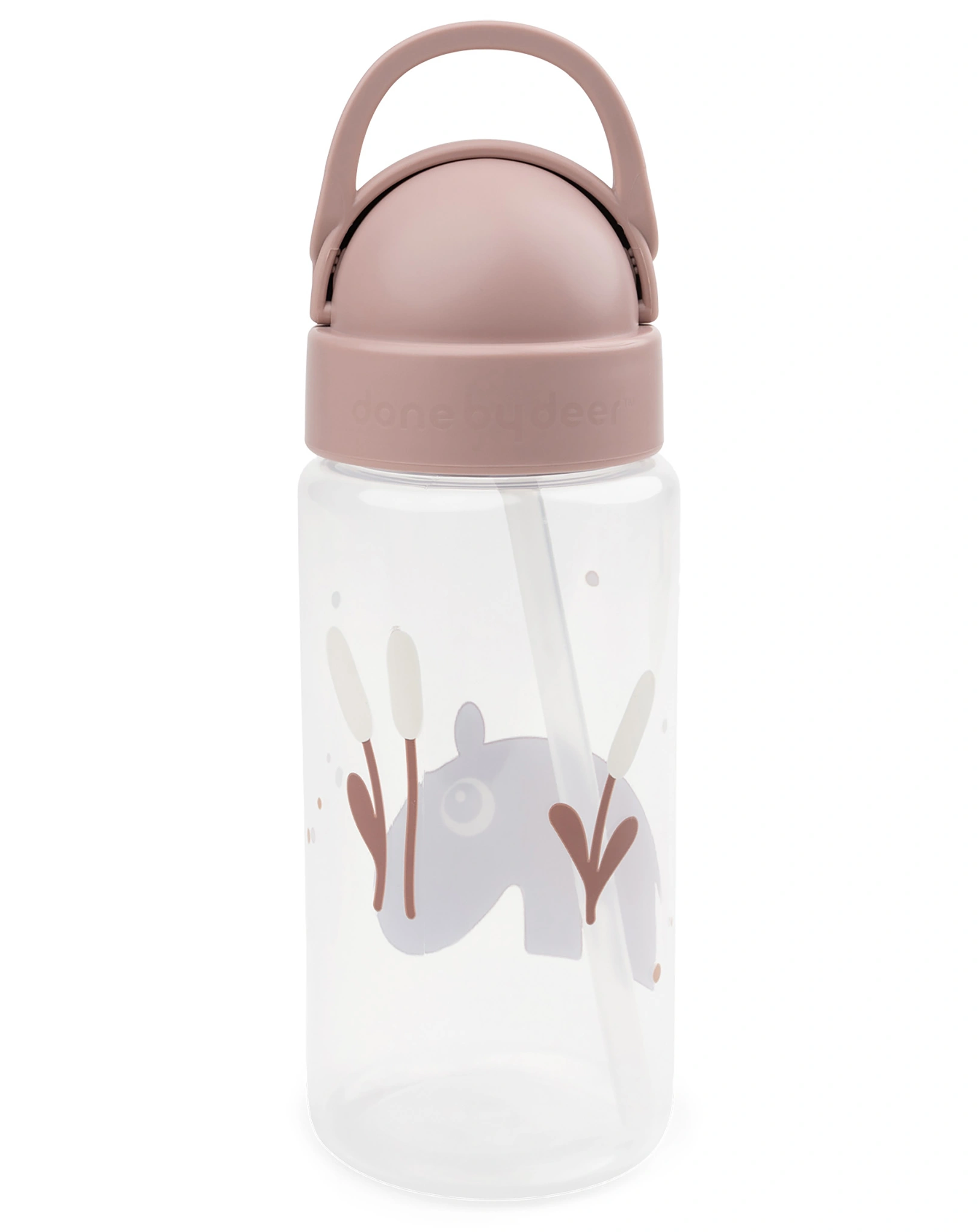 Trinkflasche OZZO (350ml) mit Trinkhalm in rosa