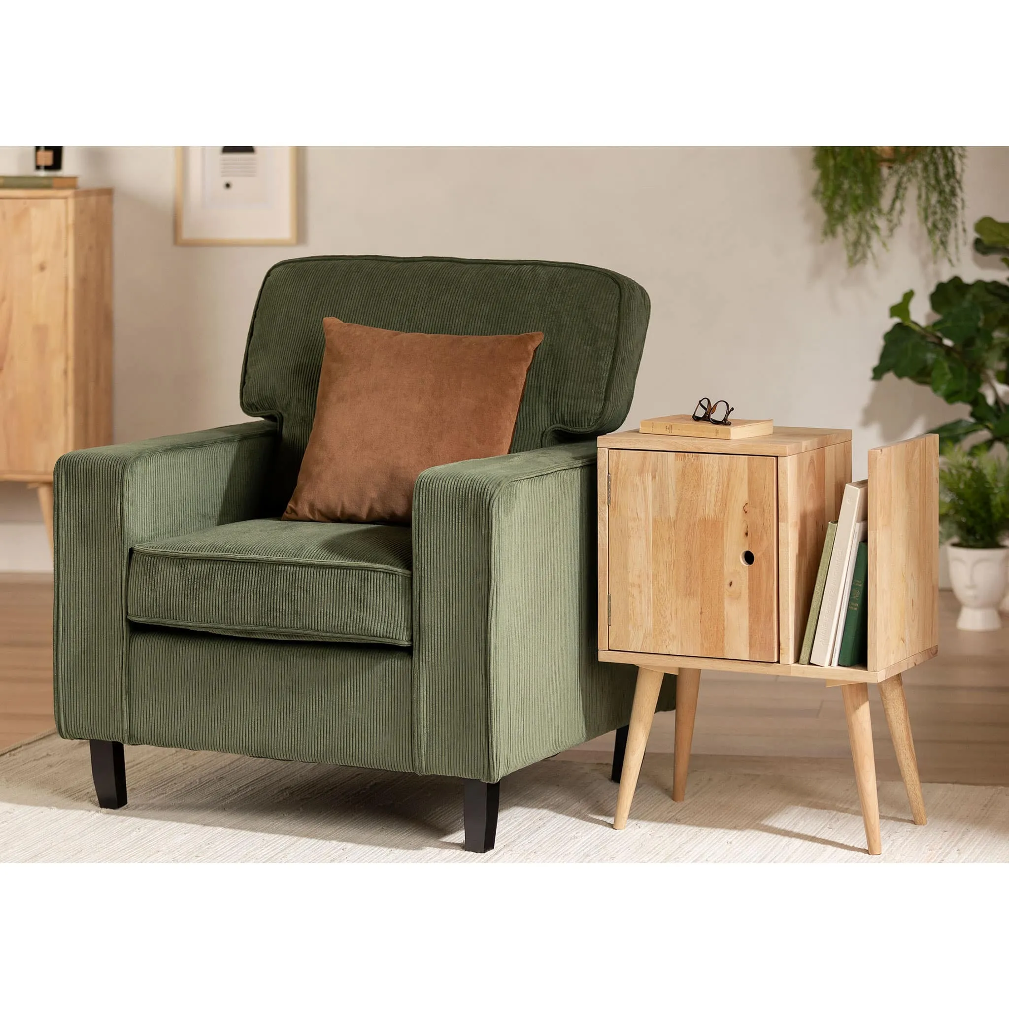 South Shore Table d'appoint en bois massif avec rangement - Kodali Bois naturel