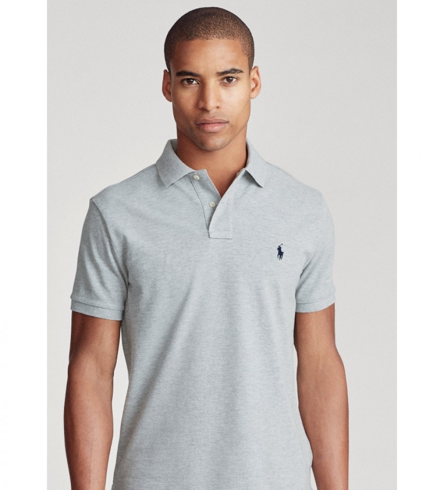 Ralph Lauren Polo Piqué Cinza Custom Fit