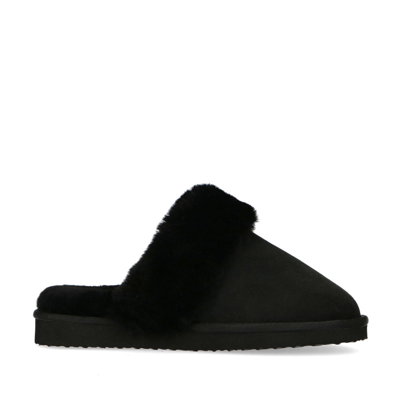 Manfield suède pantoffels zwart