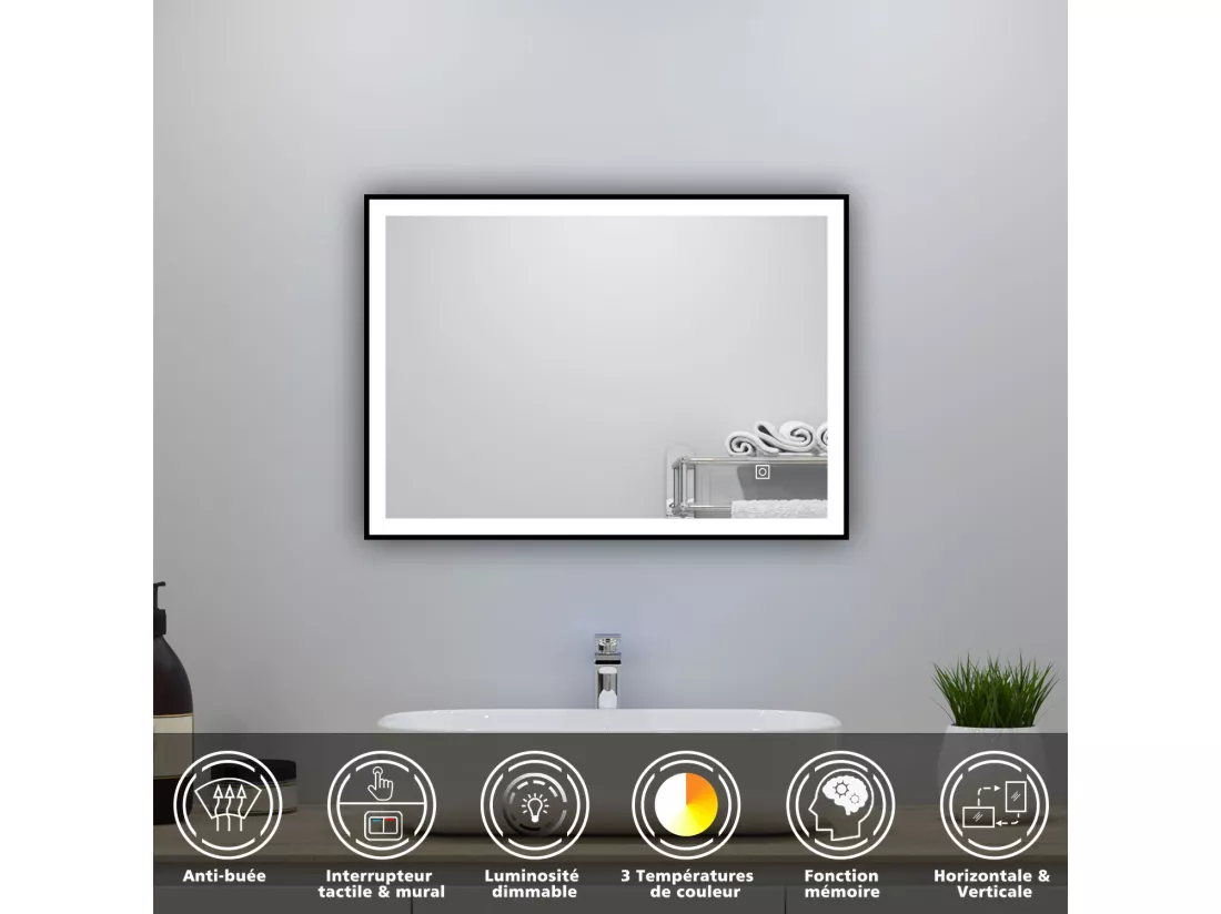 Meuble salle de Bain 60cm simple vasque avec colonne et miroir 3 couleurs blanc