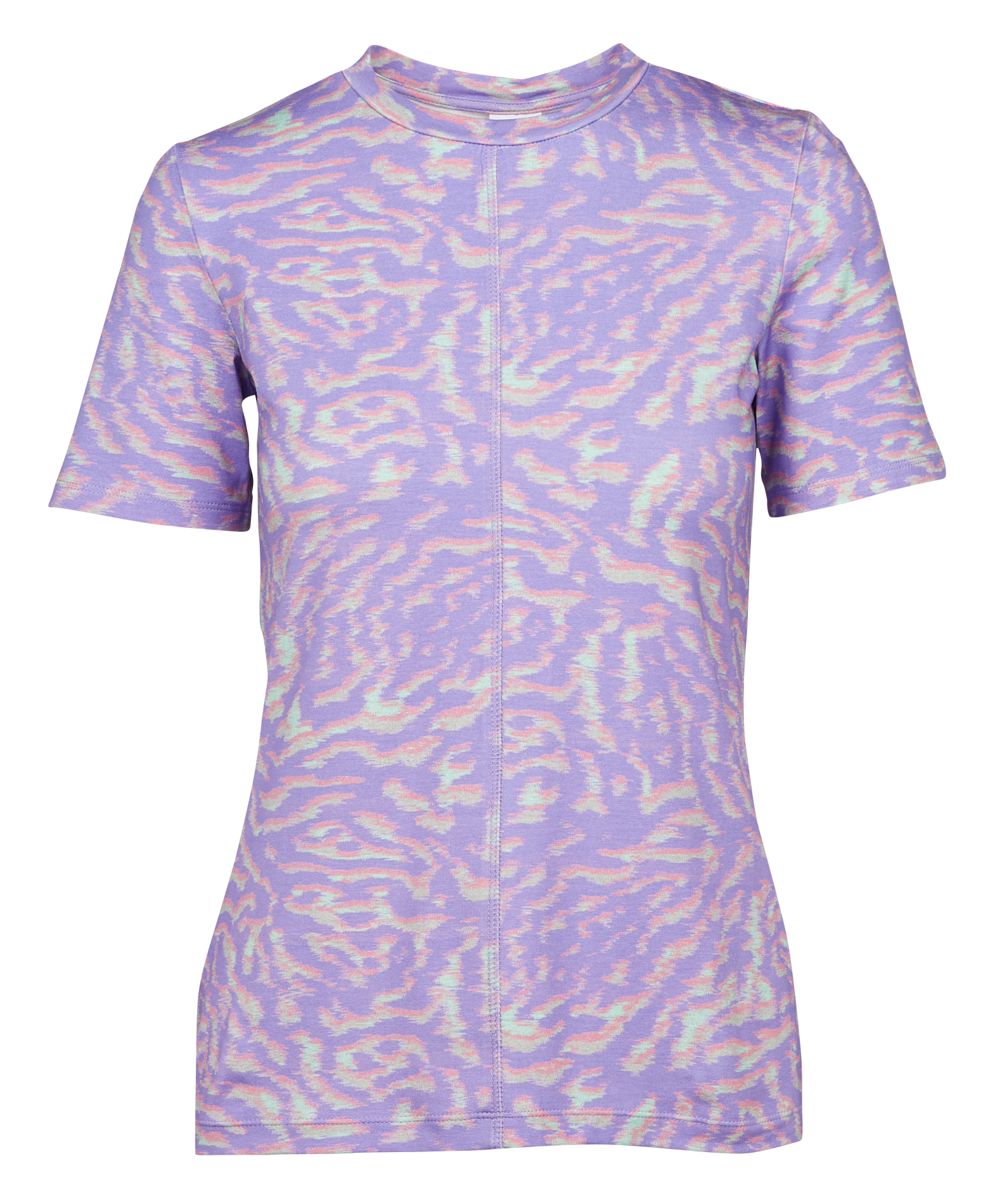 Tee-shirt col rond imprimé en lyocell et coton mélangé| Violet