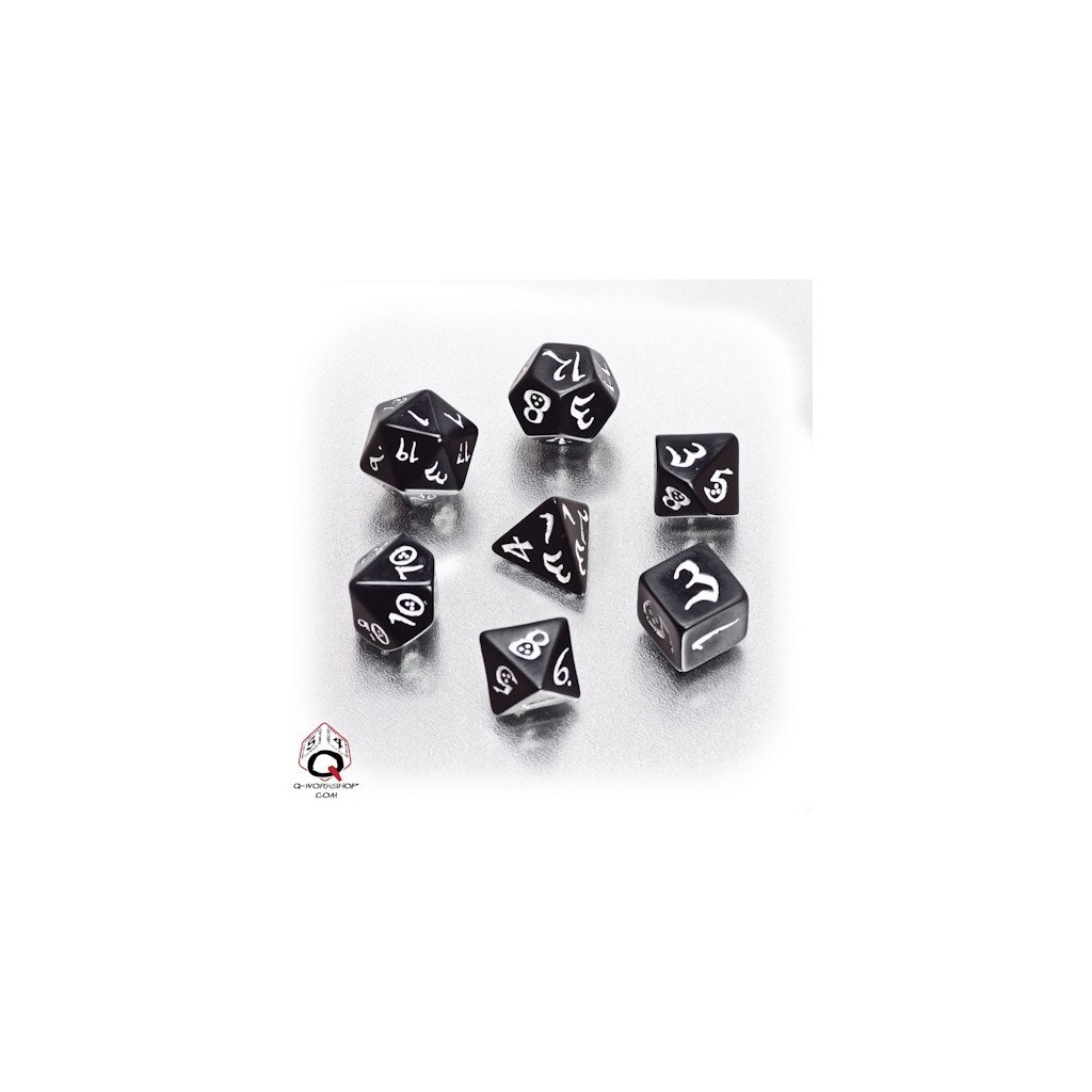 Set de dés elfe Noir et Blanc Classic