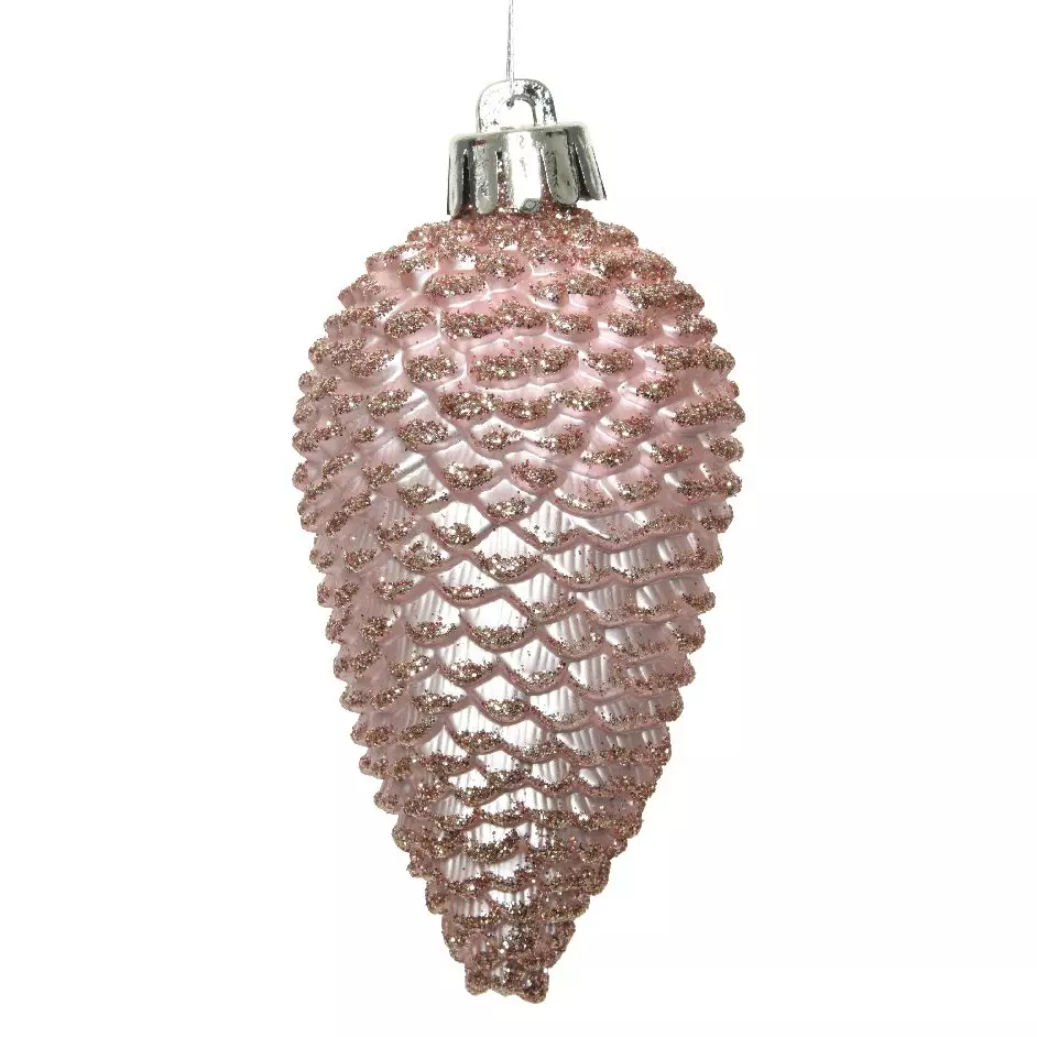 Lot de 6 pommes de pin à suspendre (H8 cm) Alpine Rose poudré