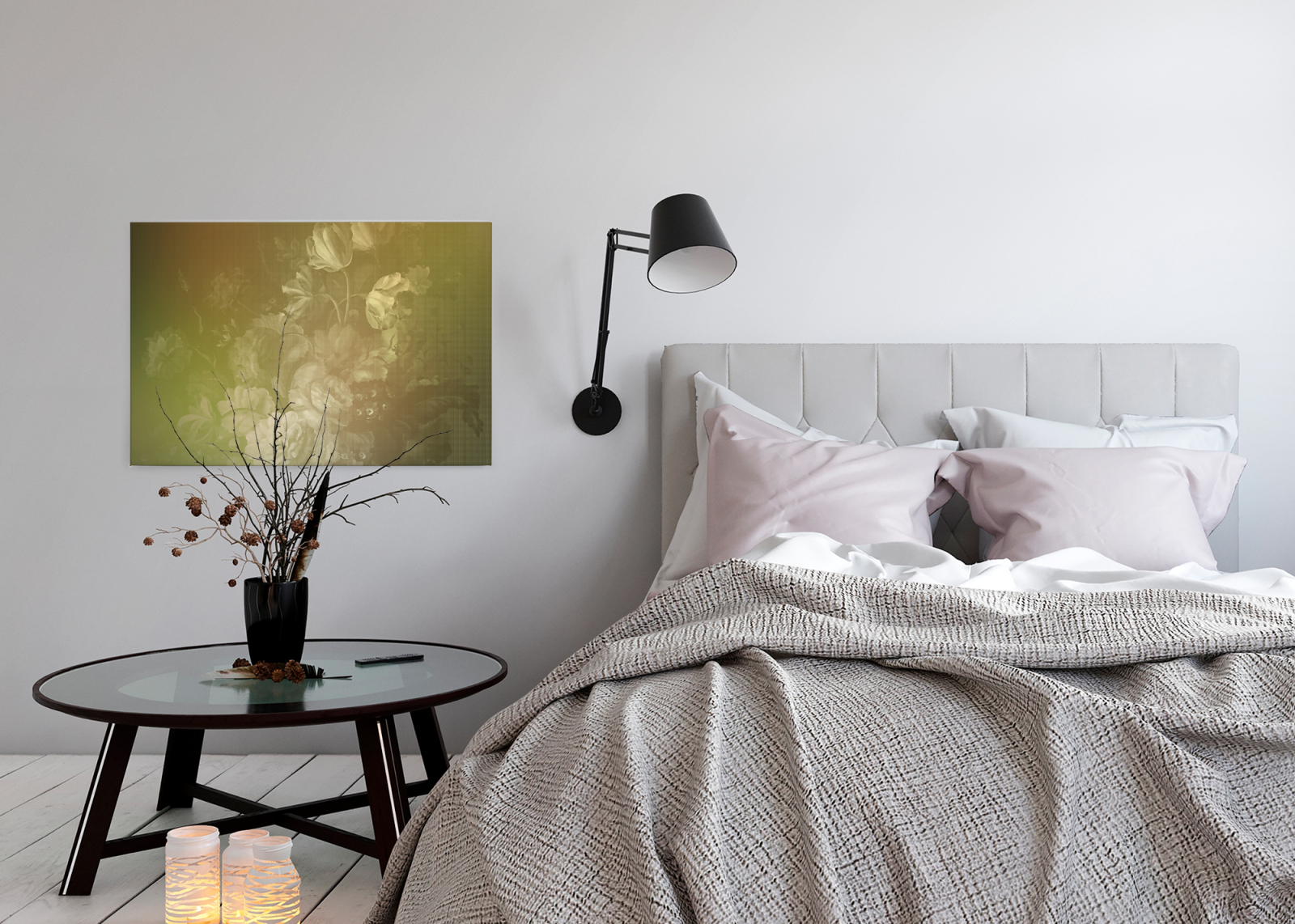 Leinwandbild PASTELLIGE BLUMEN - gelb - 90x60 cm