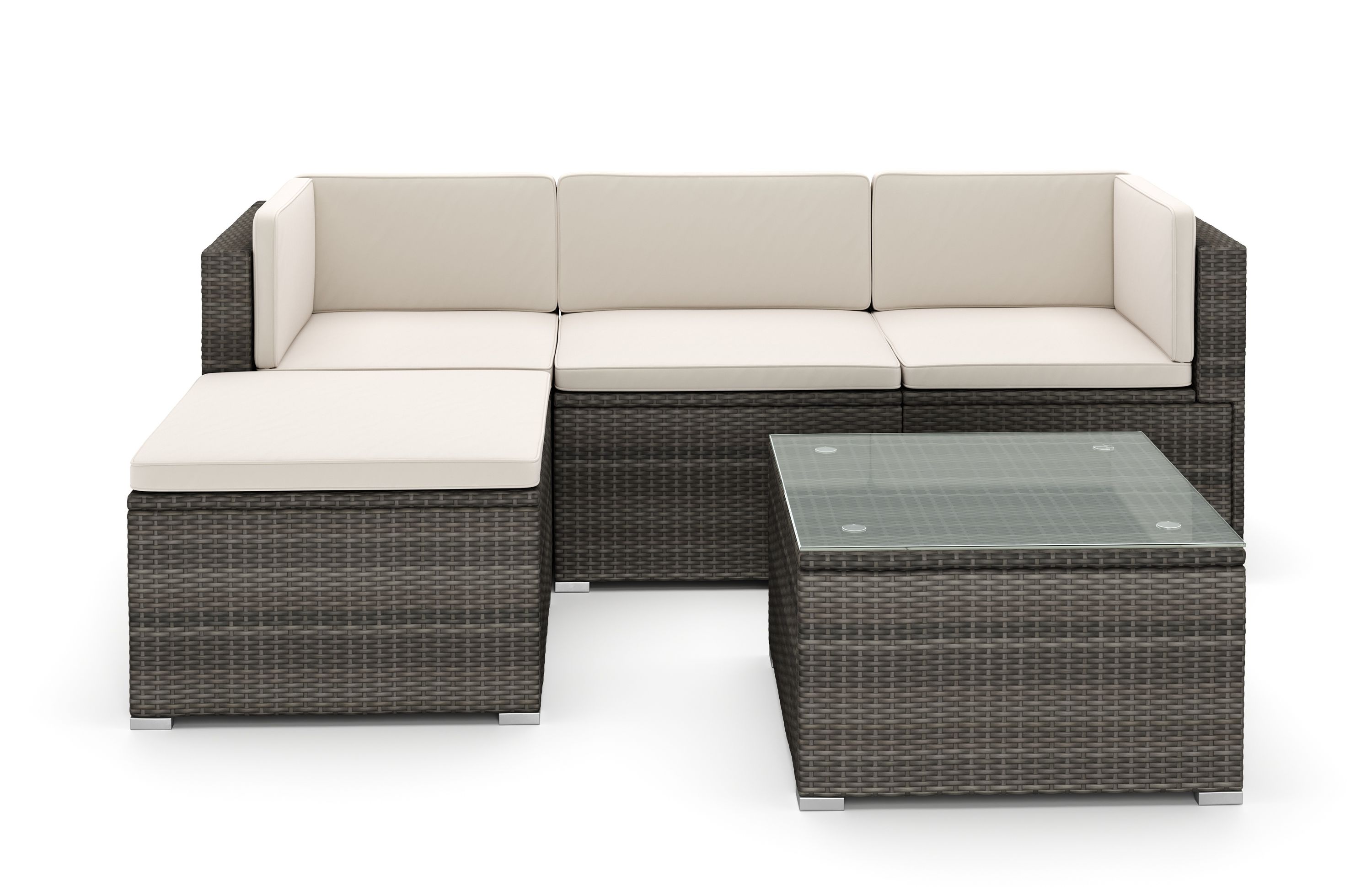 Rattanlounge MILOS grau/beige