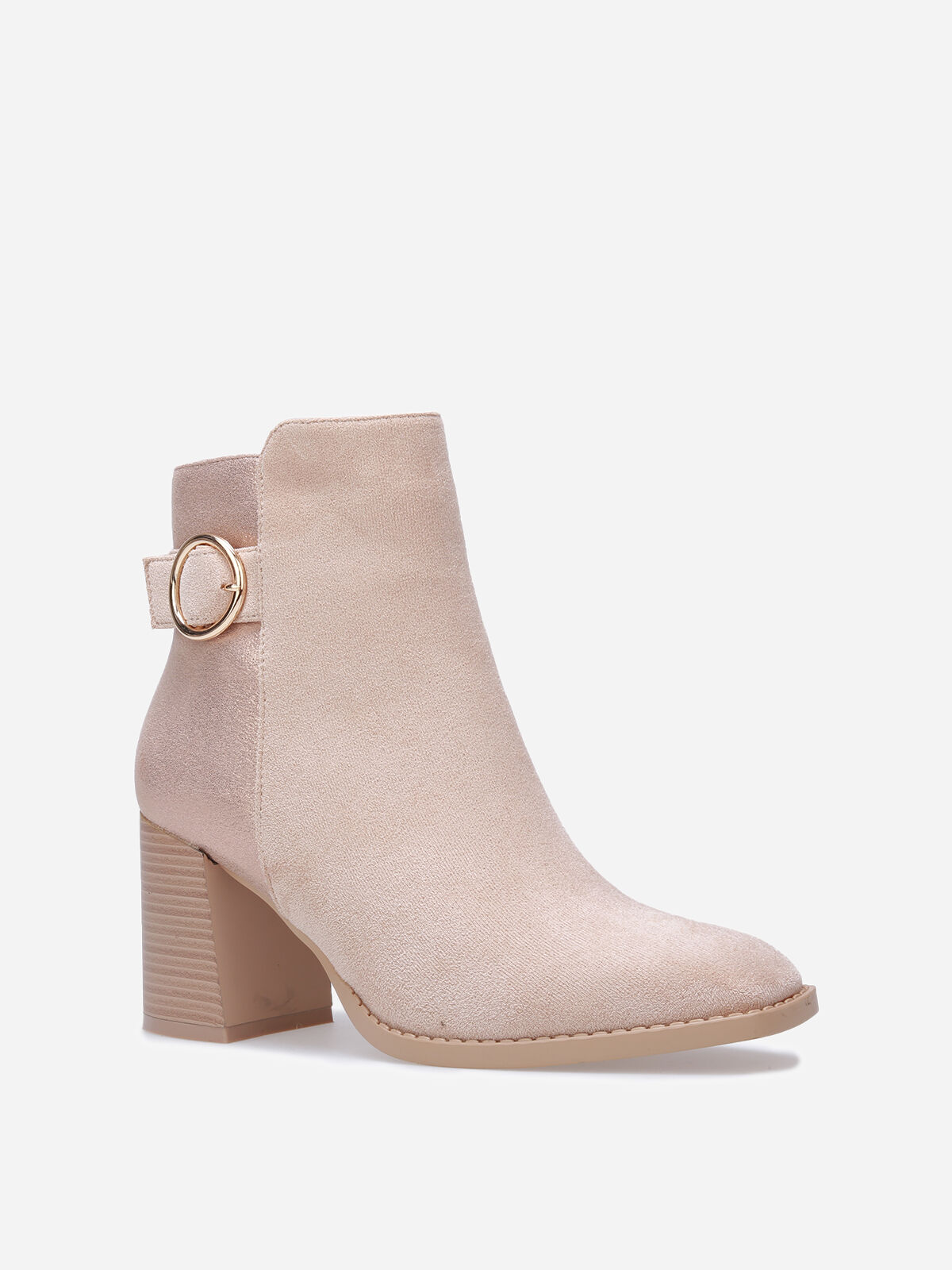 Bottines à paillettes et boucle métallique- Taupe
