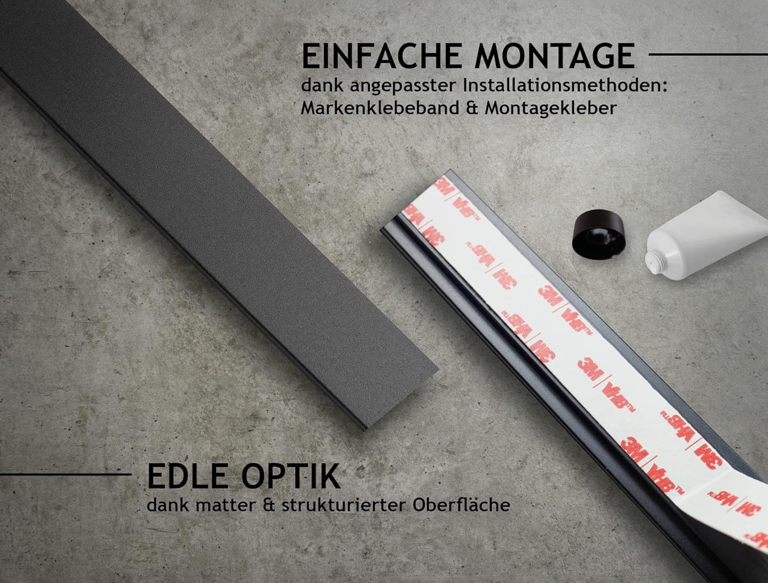 Designfabrik Hamburg Keukenhaakrail, Zelfklevend, Zwart, 40cm