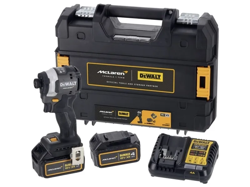 DEWALT McLaren DCF85MM2T-QW DCF85MM2T-QW Batteri slagboremaskine 18 V Antal batterier, der følger med 2 4 Ah Litium børsteløs, inkl. ekstra batteri, Inkl.