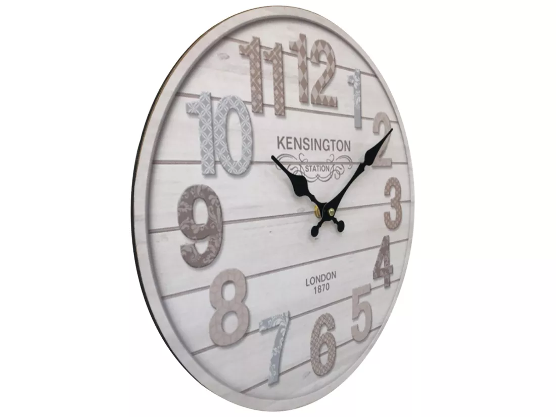 Horloge Murale Mdf Blanc Séjour Cuisine 33.8x33.8x4