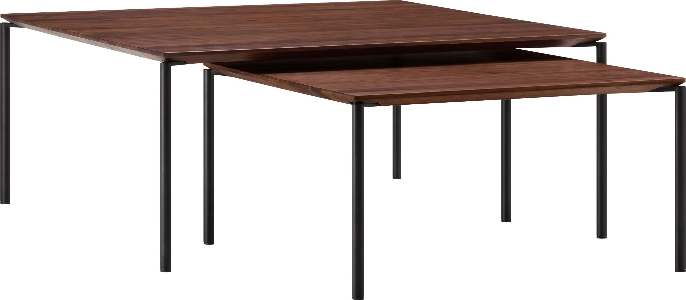 BAO Salontisch - Nussbaum massiv / schwarz / B: 65.0 cm x T: 65.0 cm x H: 40.0 cm