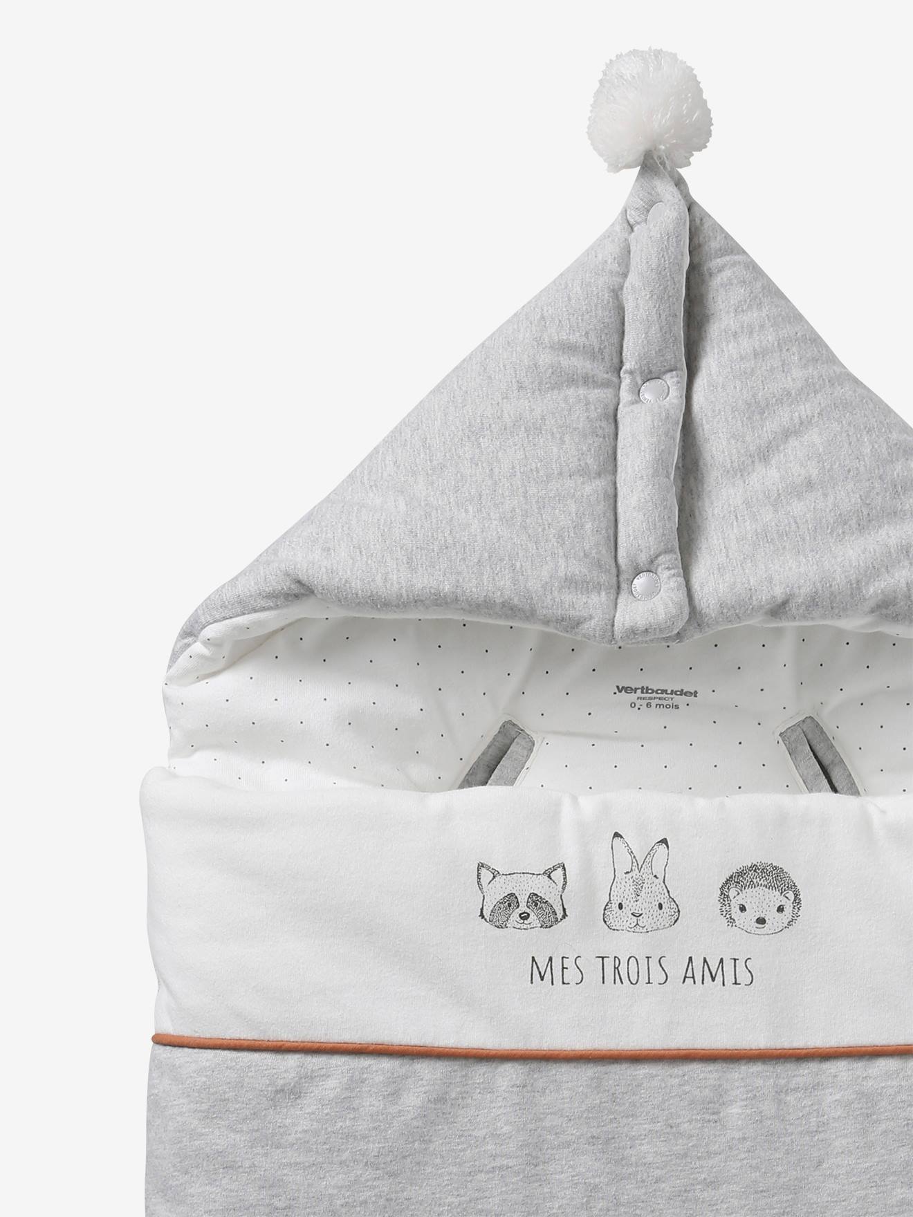 Bolsa MINI COMPAGNIE em algodão orgânico* na cor cinza médio liso com estampas.