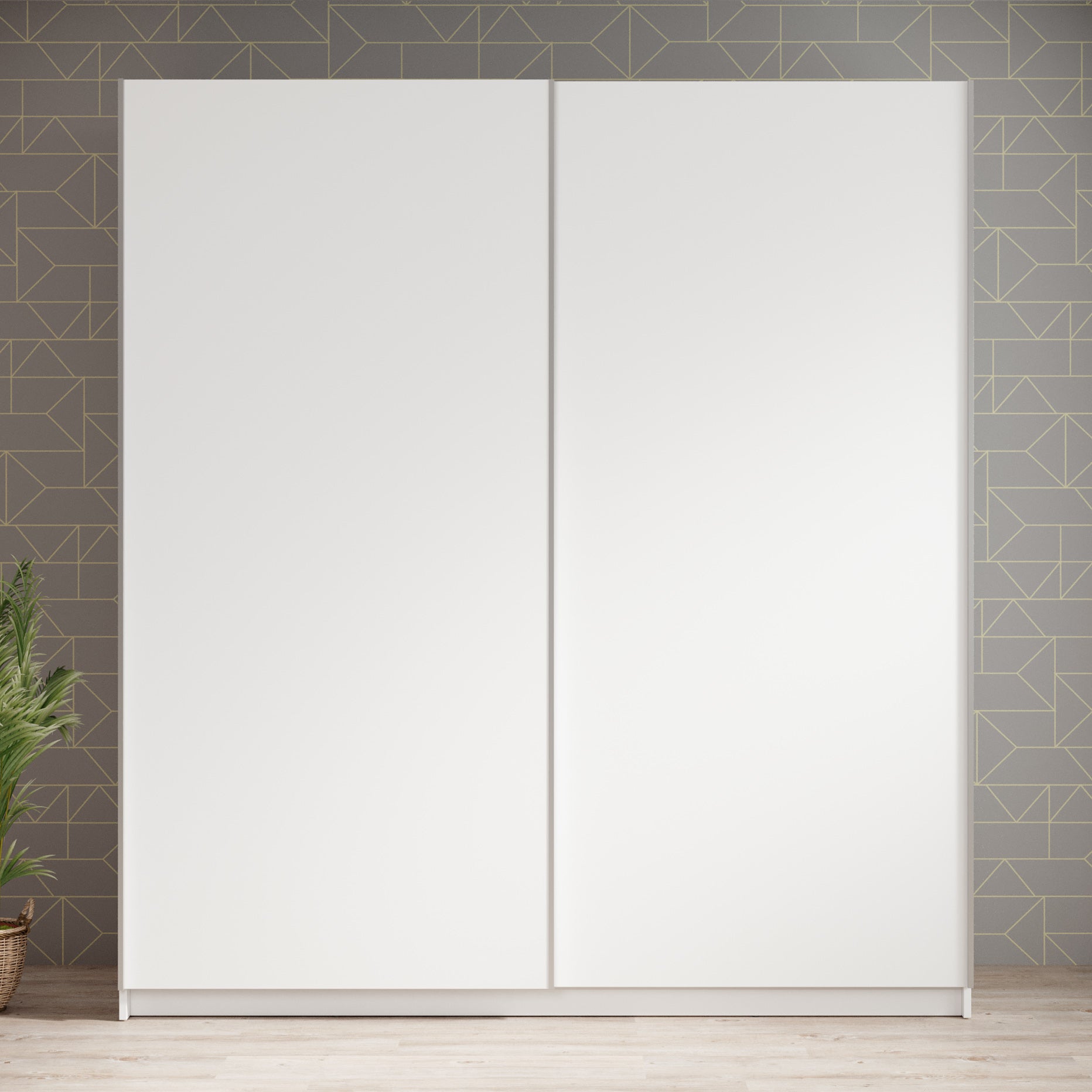 Ganaro - Kledingkast met schuifdeuren - Wit - 180x62x198 cm