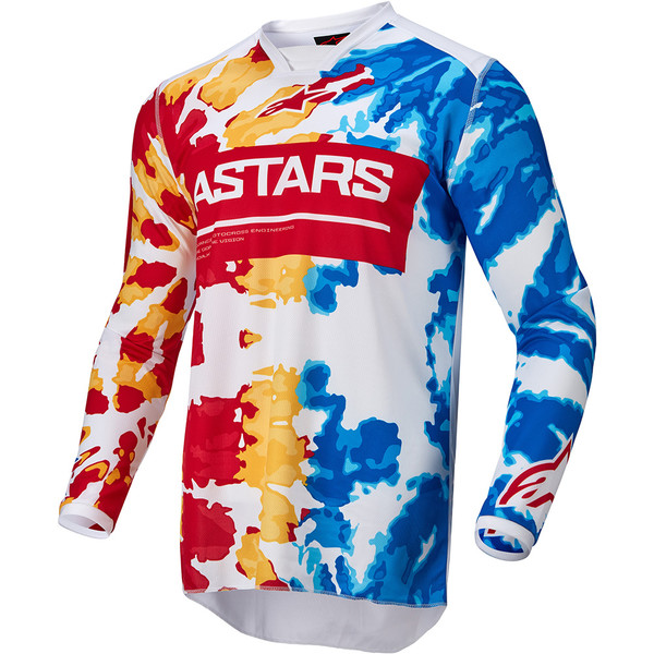 Alpinestars - Maillot Racer Squad Blanc / Rouge / Bleu / Jaune